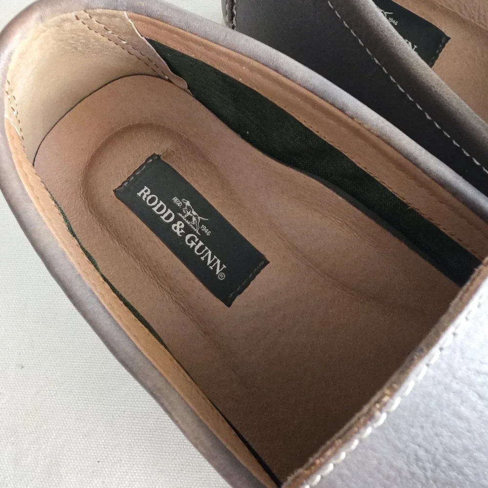 Rodd‎ & Gunn Leather Moc Toe Venetian Loafers In Brown Taupe Size 42 EU 9 US